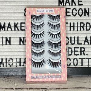 6 sets False lashes with glue
